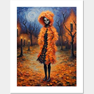 autumn skeleton lady Posters and Art